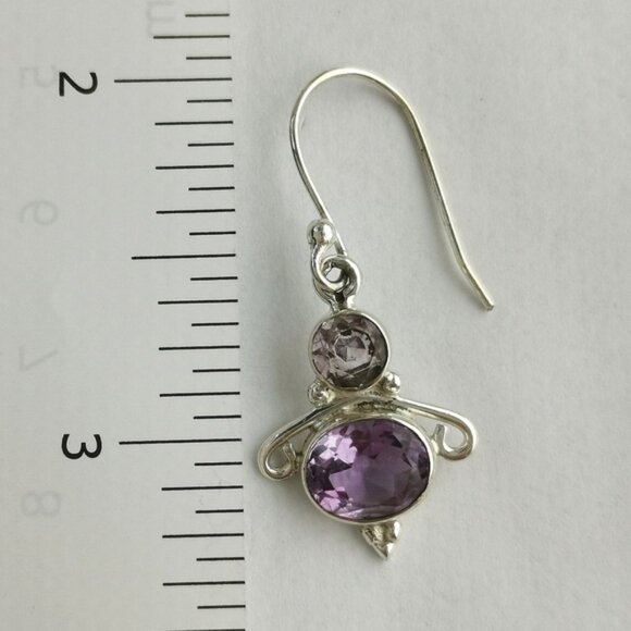 Lavender Amethyst dangle drop earrings in Sterling Silver - Picture 2 of 6